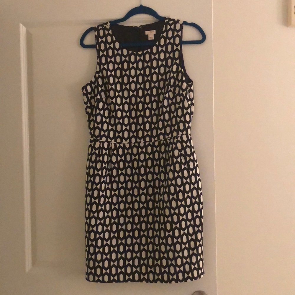 J Crew Black and White Geometric Print Work Dress